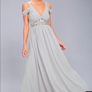 Lulu's Gray Maxi Dress